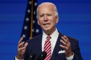 U.S. President-elect Joe Biden speaks about the U.S. economy after a briefing in Wilmington, Delaware