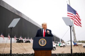 U.S. President Donald Trump visits the U.S.-Mexico border wall, in Alamo, Texas
